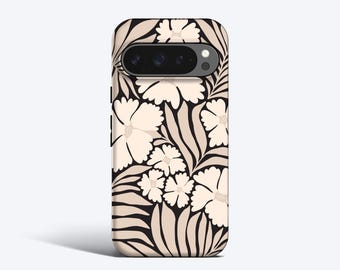 Beige Cream Floral Phone Case - For all Pixel Models, Magnetic Option