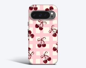 Cherry Gingham Crush Phone Case, For Pixel 10, 9 Pro xl, 9a, 8a, 8 Pro, 7 Pro, 7a, 6 Pro, 6a, More Models