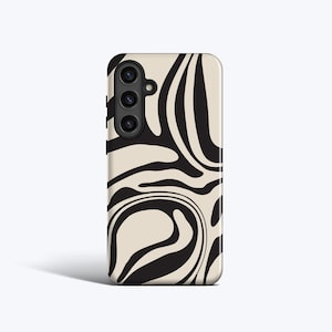 ABSTRAKTE MARMOR Tasche | Für Samsung Galaxy S23, Galaxy S22, Galaxy S24, weitere Modelle, Schwarz Beige, Liquid Marble Print
