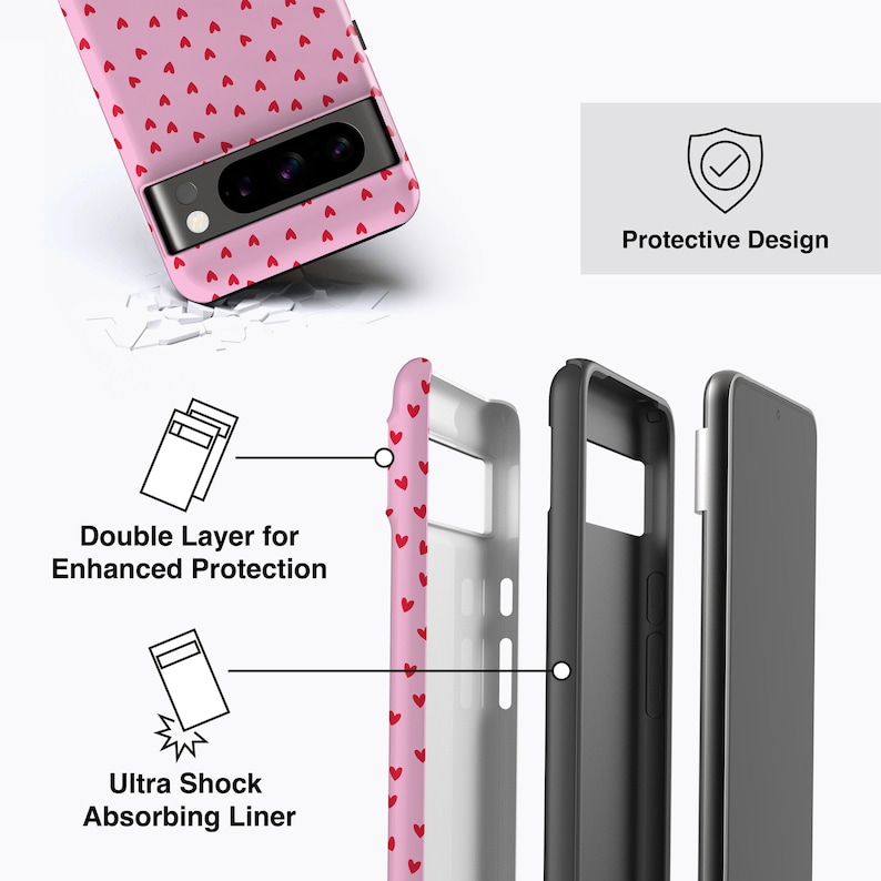 Red Hearts Phone Case - For all Pixel Models, Magnetic Option image 3