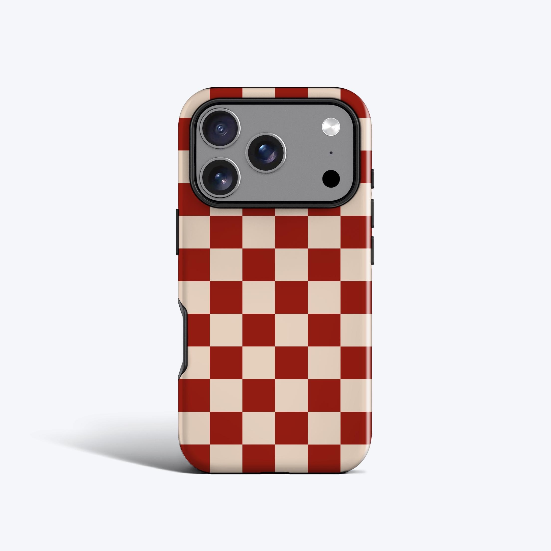 Red Cream Checkerboard Phone Case for iPhone 17 Pro Max, 16, 15