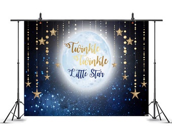 OERJU 5x4ft Twinkle Twinkle Little Star Theme Backdrop Little Prince with Golden Crown Photography Background Boy Baby Shower Photoshoot Gender Reveal Party Banner Boys Photo Studio Props