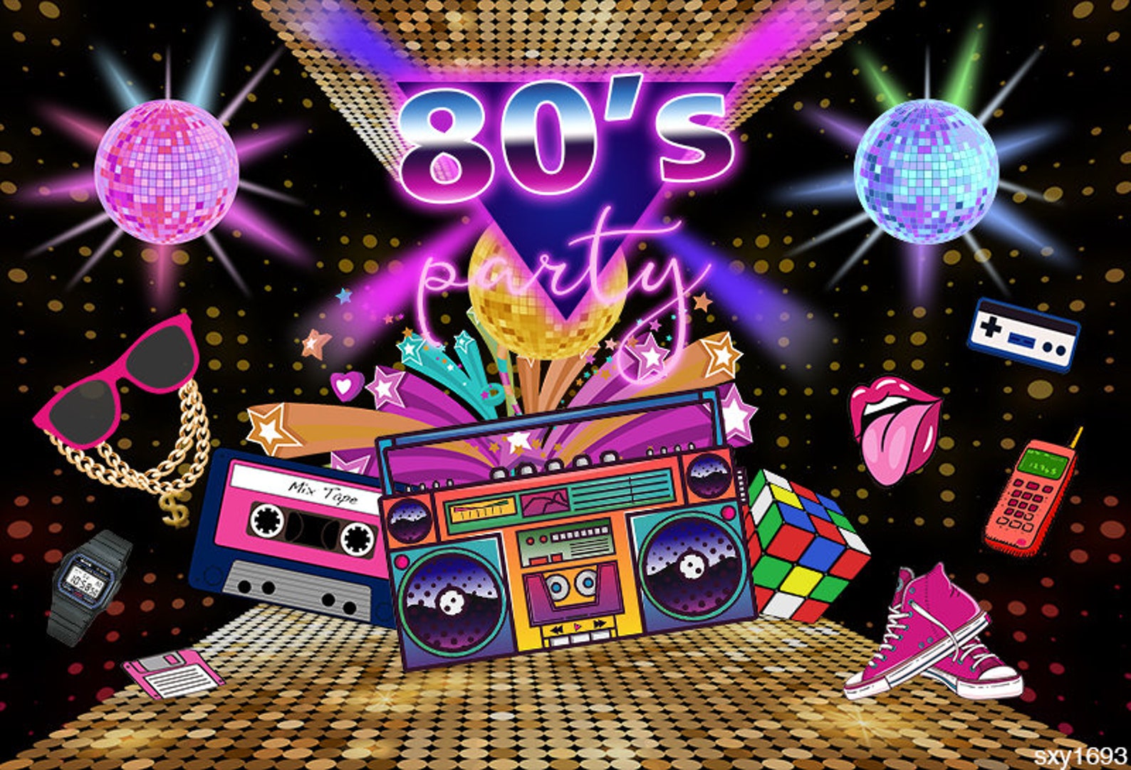 80s Party Backdropdisco Theme Retro Style Photo | Etsy