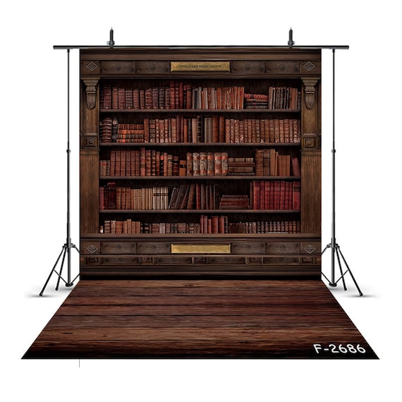 Old Library Books Wooden Bookshelf Backdrop Ancient Bookshelf Kids Background Graduation Season Back To School Vintage