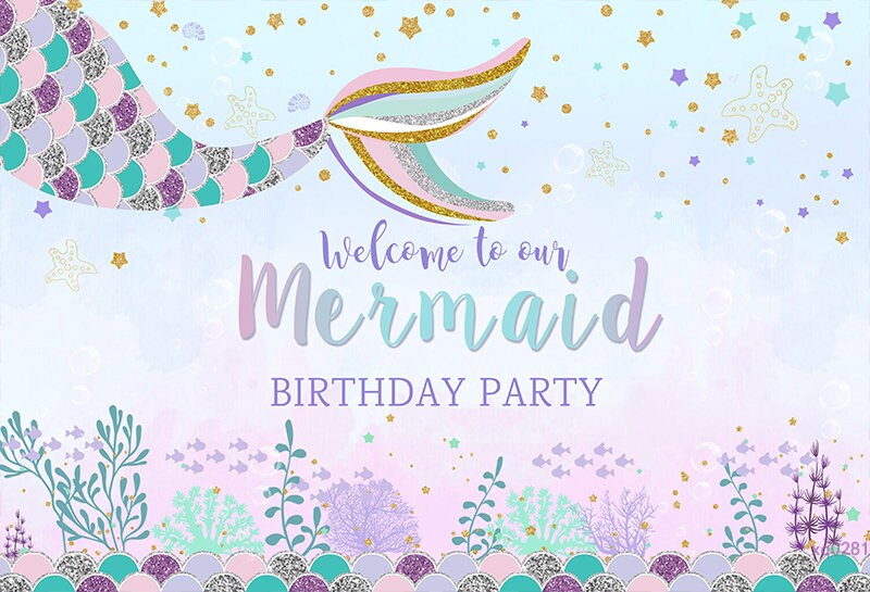 Mermaid Birthday BackdropWelcome Mermaid Birthday Party | Etsy
