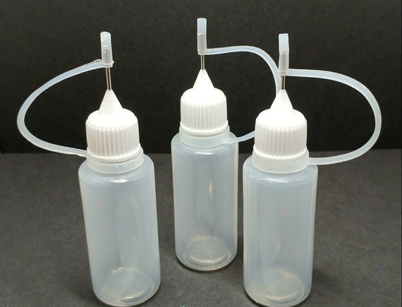Six 15ml Steel Needle, Plastic Dropper Bottle, Fine Tip Glue Bottles 