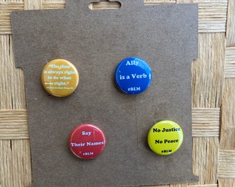 Set of 4 BLM Black Lives Matter Black History Month Martin Luther King Button Bundle One Inch Pinback Badge Button Supporting What the Funk