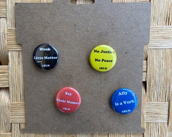 Set of 4 BLM Black Lives Matter Black History Month Martin Luther King Button Bundle One Inch Pinback Badge Button Supporting What the Funk