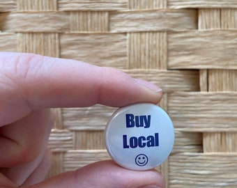 Buy Local Purple Blue and White One Inch Pinback Badge Button Shop Small Support Business