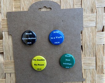 Set of 4 BLM Black Lives Matter Black History Month Martin Luther King Button Bundle One Inch Pinback Badge Button Supporting What the Funk