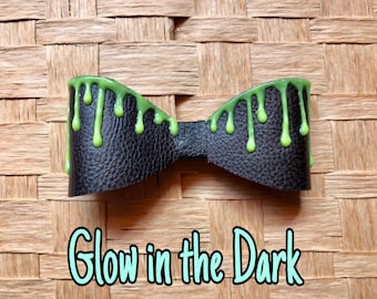 Glow In The Dark Yellow Drip Vampire Pastel Goth Punk Emo Hair Bow Clip