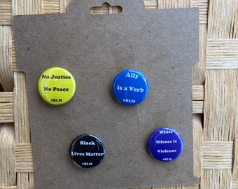 Set of 4 BLM Black Lives Matter Black History Month Martin Luther King Button Bundle One Inch Pinback Badge Button Supporting What the Funk