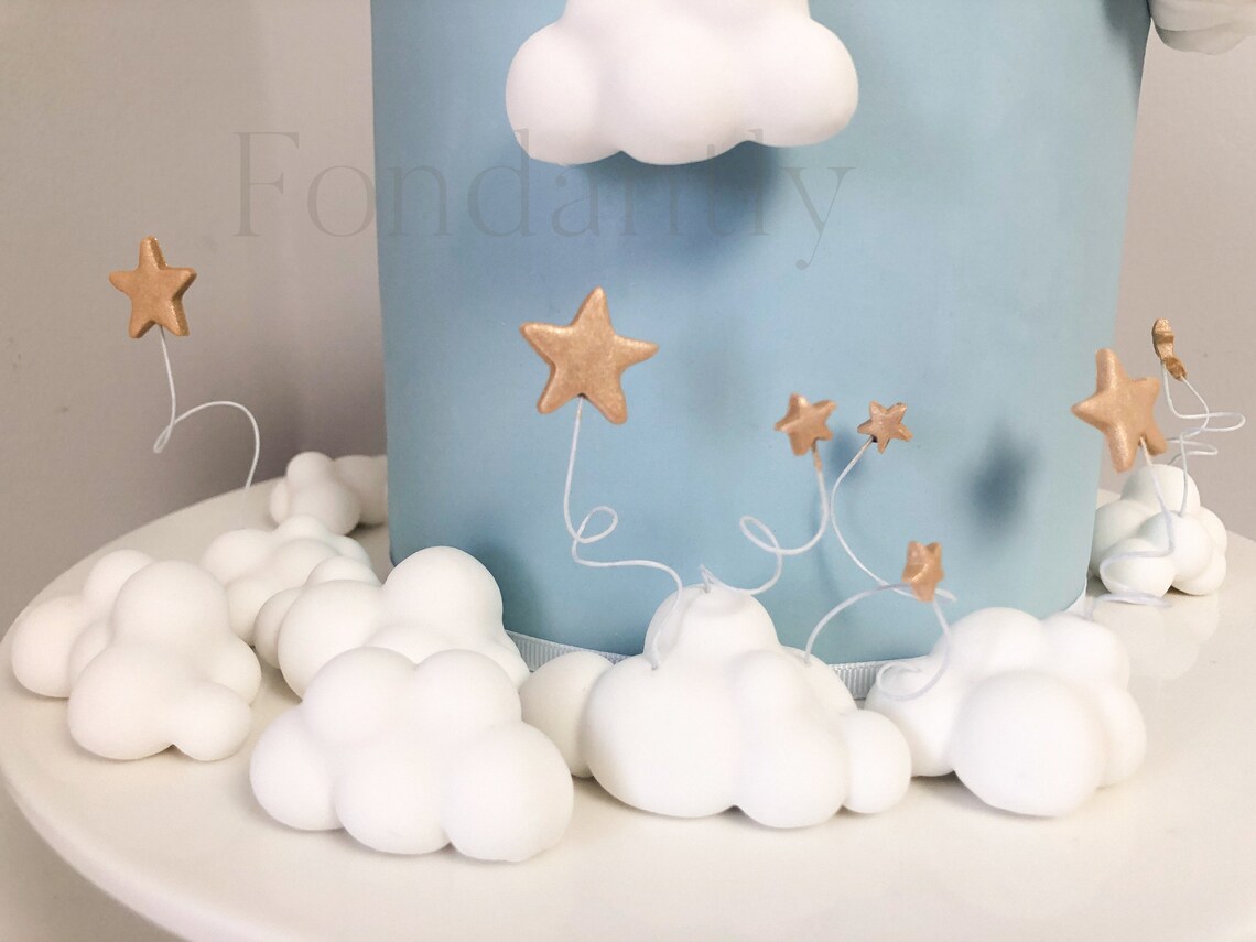Fondant Baby cake topper. Fondant Moon Clouds and stars cake Etsy