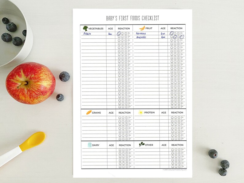 Baby Food Diary Printable Digital Download Instant Download Baby Food Log Baby First Foods baby-food-diary-printable-digital-download-instant-download-baby-food-log-baby-first-foods