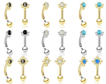 Piercing Curved Barbell with gemstone - 1H/06