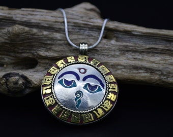 Schönes SILBER Buddha-Amulett aus NEPAL BUDDHA EYES