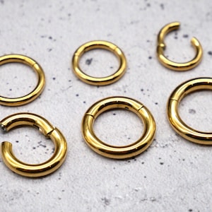 Pendiente piercing con bisagras y aro apilable de acero quirúrgico - 1A/01