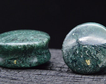 1x Plug made of Moss Agate - J1
