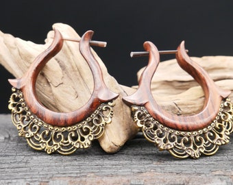 Boucles d'oreilles en bois et laiton - BB-7