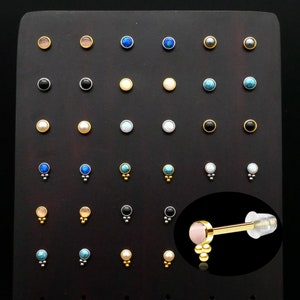 Pair of stud earrings with gemstone - 1L/04