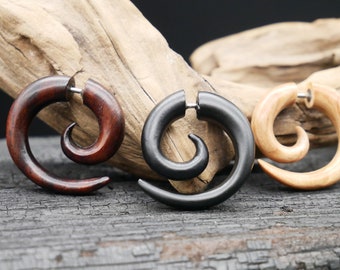 Earrings / Fake snail made of wood - II-1