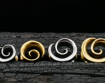 1x Tunnel Spirale Gold Silber 8-16mm - K2