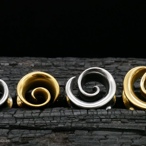 1x Tunnel Spirale Gold Silber 8-16mm - K2