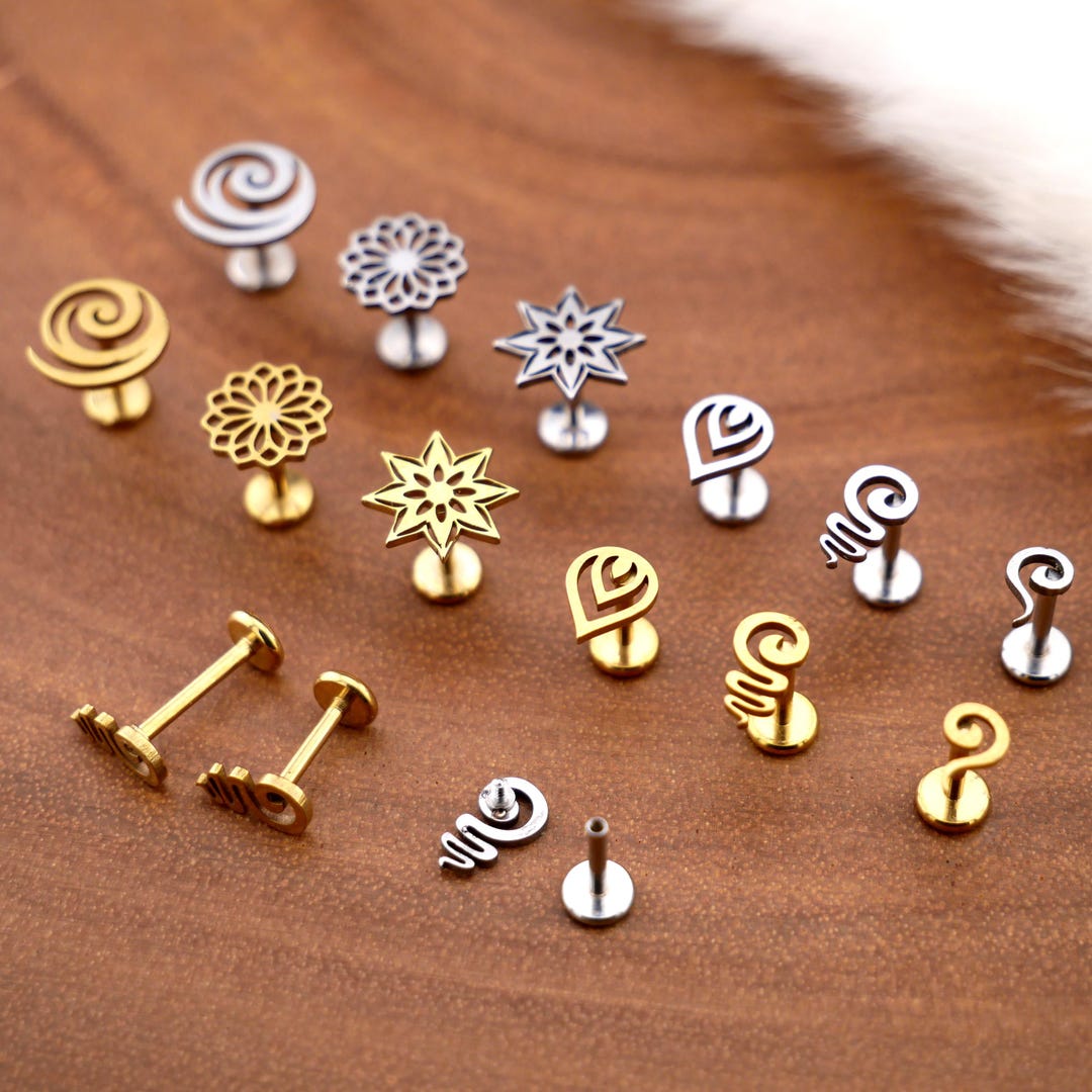 1 Paire Boucles D'Oreilles Labret Nez Tragus 16g Argent - Acier Chirurgical Cristal CZ Filetage Intérieur