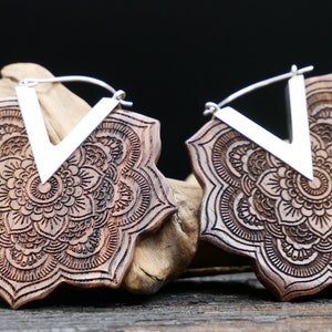 Earrings made of wood and silver handmade - JJ-1