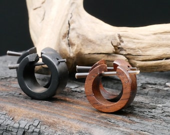 Boucles d'oreilles en bois faites main - N1