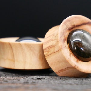 1x Plug Olive Wood & Golden Obsidian 22-42 mm - F1