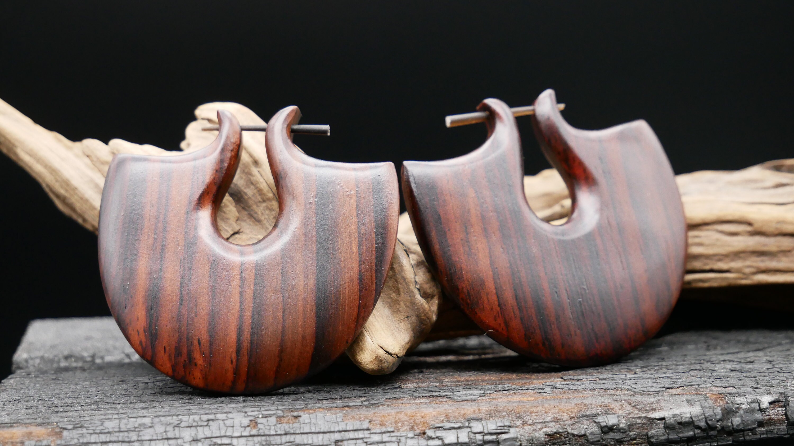 手作りの木製イヤリング - II-7 - Etsy 日本