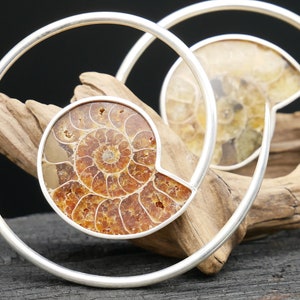 925 earrings XXL with ammonite - DD-3