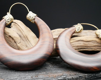 Boucles d'oreilles en bois et laiton - II-7