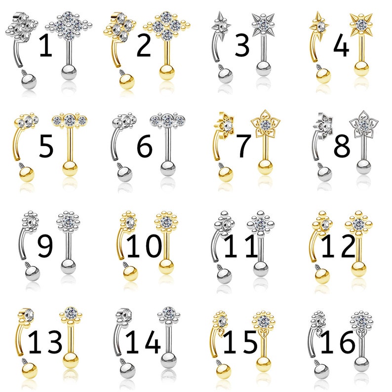 Pu&ograve; includere: Un set di 16 gioielli per il corpo, ognuno con un design diverso. I gioielli sono realizzati in metallo argentato e dorato e presentano cristalli trasparenti. I design includono fiori, stelle e altre forme geometriche. I gioielli sono disposti in quattro file di quattro pezzi ciascuna.