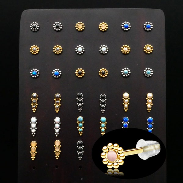 Pair of stud earrings with gemstone - 1L/06