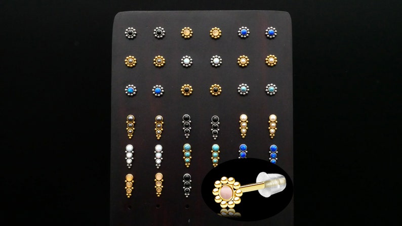 Pair of stud earrings with gemstone 1L/06 image 1