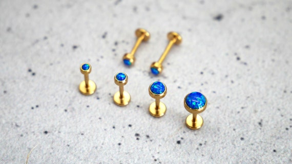 Teardrop Gem Labret Ear Stud Medusa 16g Surgical Steel