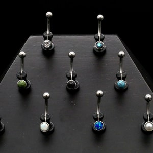 Piercing Barbell Curvo con piedra preciosa - 1H/01
