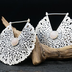 925 earrings NADA with rose quartz - FF-4