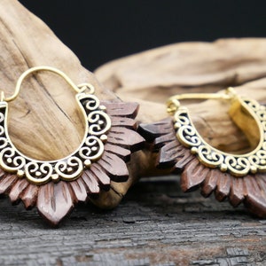 Earrings made of wood and brass handmade - JJ-1