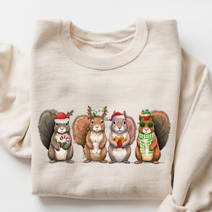 Christmas Squirrel Sweatshirt, Christmas Sweatshirt, Squirrel Lover Gift, Christmas Animals Hoodie, Cute Squirrel Sweater