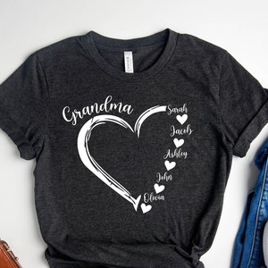 Custom Grandma Shirt, Grandma Heart Shirt, Nana Shirt With Grandkids Name, Gift For Grandma, Mother's Day Shirt