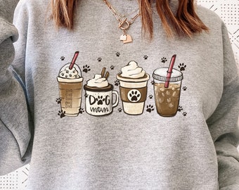 Coffee Dog Mom Sweatshirt, Mother's Day Sweat, Coffee Lover Shirt, Coffee And Dog, Dog Mom Gift