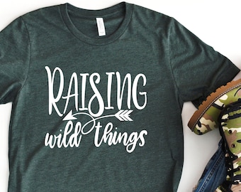 Raising Wild Things Custom Shirt for Mothers, Funny Mom Life T-shirt, Working Mom personalized gift, New Mom custom Tee, Mama Graphic Tee