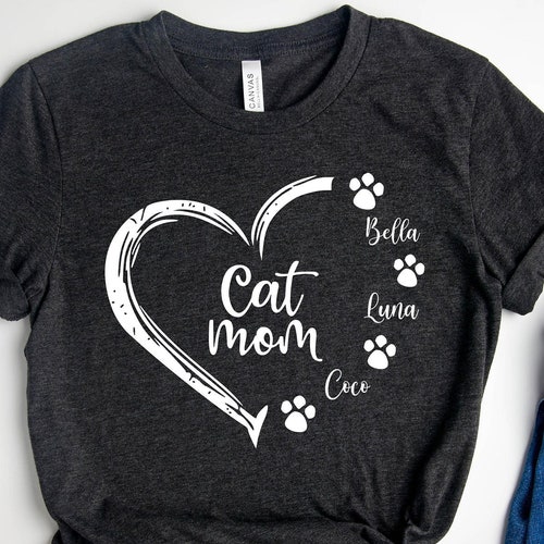 Custom Cat Mom Shirt Cat Mom Shirt With Names Mother's Etsy