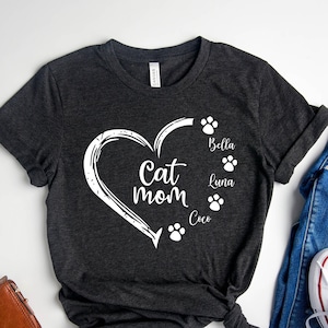 Custom Cat Mom Shirt, Cat Mom Shirt With Names, Mother's Day Shirt, Cat Mama Shirt, Gift For Cat Lover