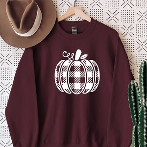 Plaid Pumpkin Sweatshirt, Fall Sweatshirt, Thanksgiving Sweater, Halloween, Cute Pumpkin Sweatshirt