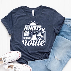 Scenic Route Shirt, Family Camping Shirt, Hiking Gift Shirt, Matching Shirt for Road Trip Vacations