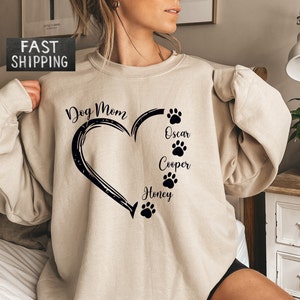 Custom Dog Mom Sweatshirt with Names, Personalized Dog Name Hoodie, Dog Mom Gift, Gift For Dog Lover